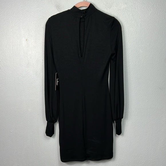 Lulus New with Tag Long Sleeve Mock Neck Mini Little Black Dress Small - Picture 9 of 9